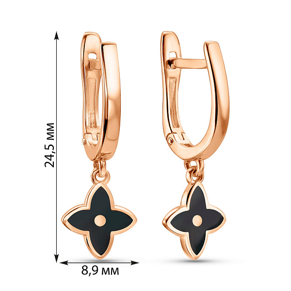 Сережки з червоного золота з емаллю (арт. 120967Деч) – зображення 2