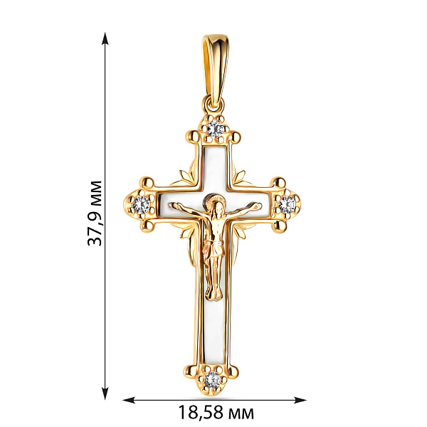 Золотой нательный крестик с распятием и фианитами (арт. 501359жб) – изображение 2