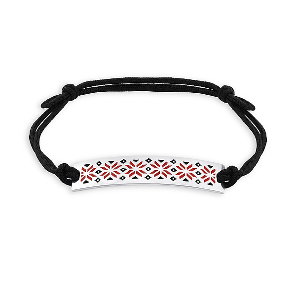 Браслет на шелковой нити с серебряной вставкой (арт. 7309/2191чекч) – изображение 1