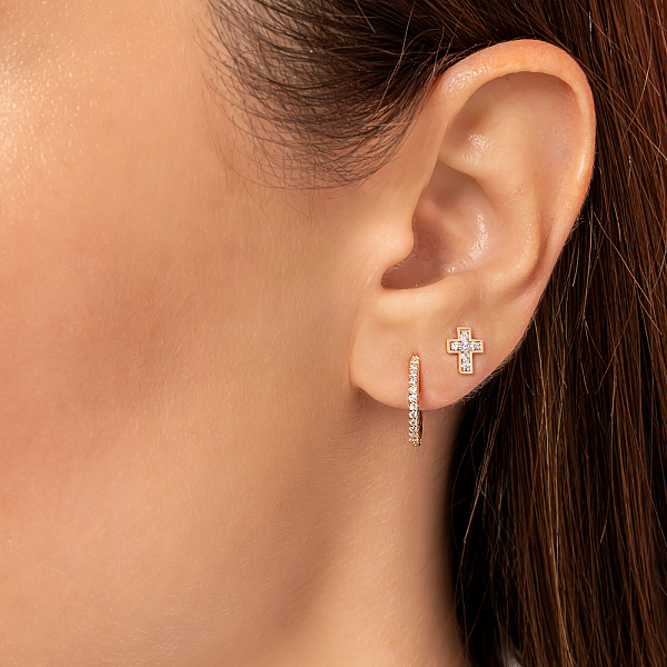 Золоті сережки кільця з діамантами (арт. С011816010) – зображення 2