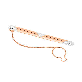 Затискач для краватки з червоного золота з родіюванням (арт. 200063ра)