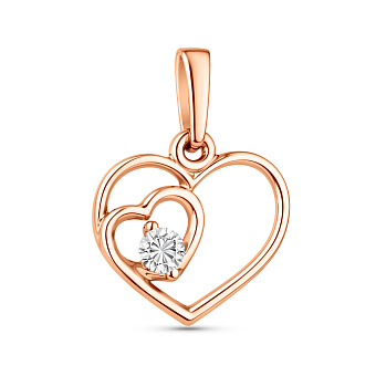 Фото Золотая подвеска Два сердца с фианитом (арт. 440559)