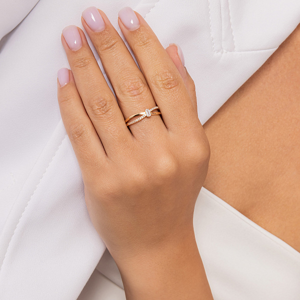 Каблучка з червоного золота з фіанітами (арт. 156452) – зображення 3