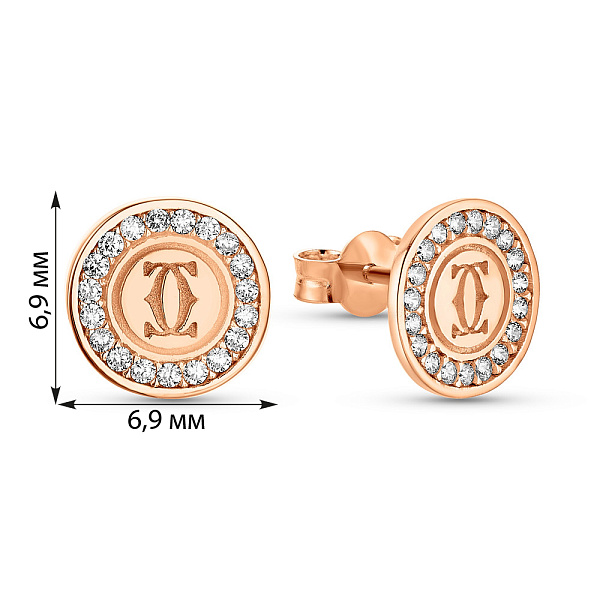 Золотые пусеты с фианитами (арт. 109887) – изображение 2