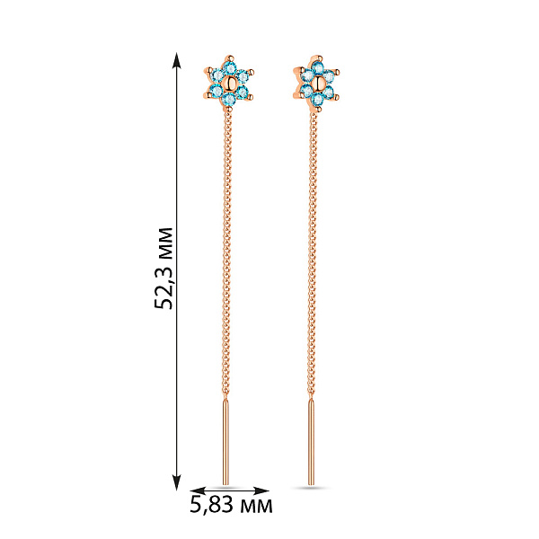 Дитячі сережки золоті з блакитними фіанітами (арт. 108703г) – зображення 2