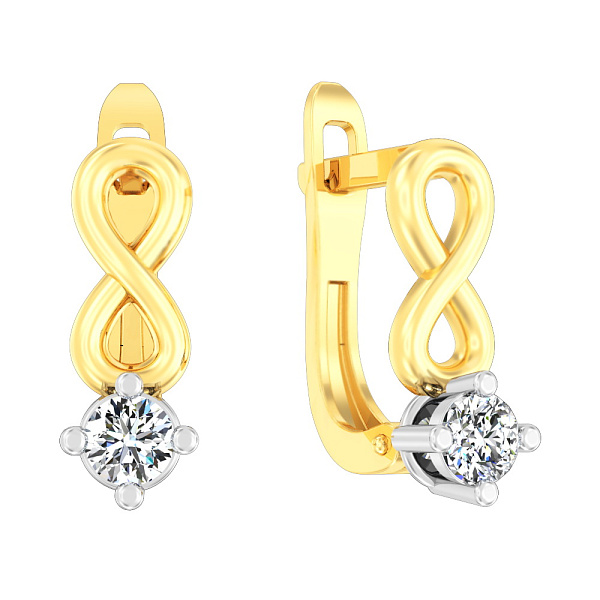 Золоті сережки «Нескінченність» з фіанітом (арт. 110564ж) – зображення 1