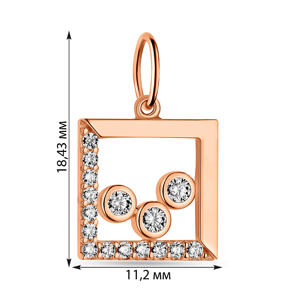 Золотой подвес квадратной формы с фианитами (арт. 424461) – изображение 2