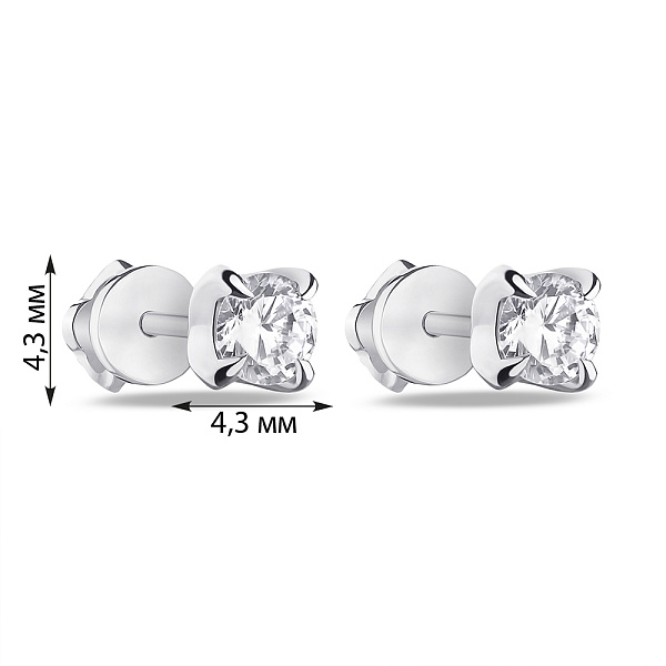 Серебряные  пусеты с фианитами  (арт. 7518/1-0347.0.2) – изображение 2