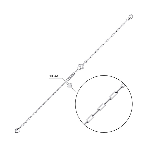 Браслет серебряный Клевер с фианитами (арт. 7509/4117) – изображение 2