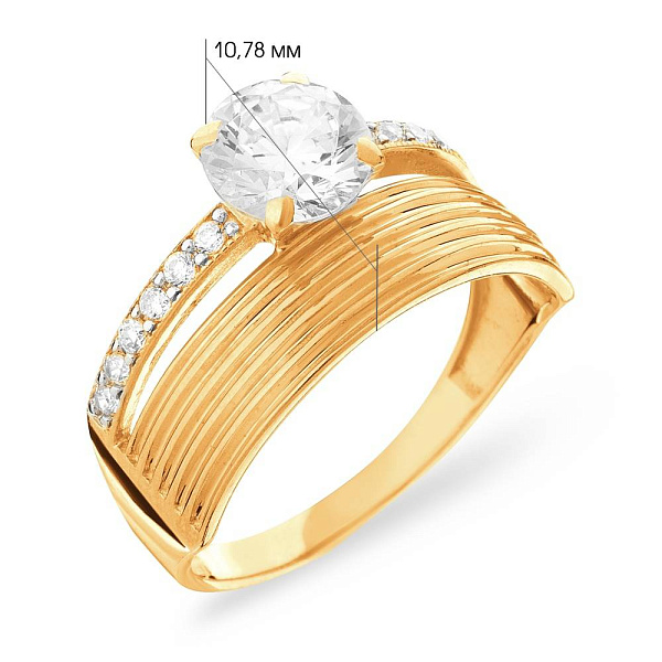 Золотое помолвочное кольцо с фианитами (арт. 140417ж) – изображение 2