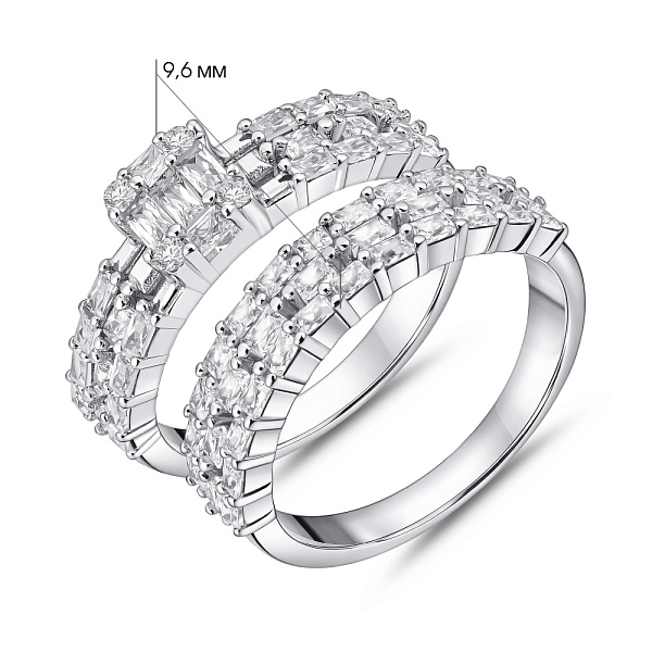 Двойное серебряное кольцо с фианитами (арт. 7501/8473) – изображение 5