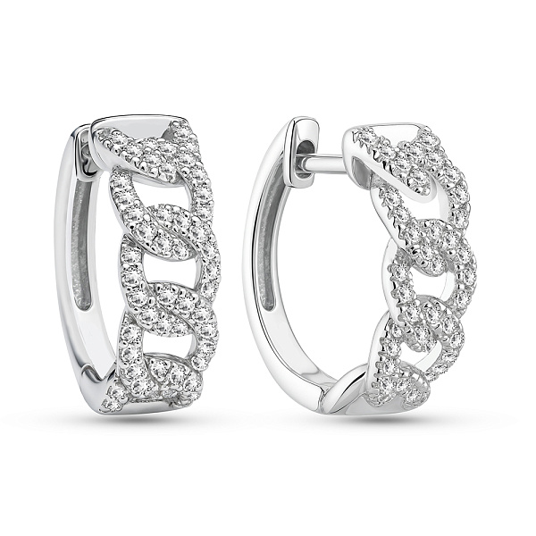 Серебряные серьги-кольца с фианитами (арт. 7502/9986/15) – изображение 1