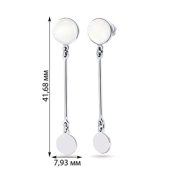 Золотые серьги подвески Лýна с эмалью (арт. 111067беп) – изображение 2