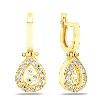 Золотые серьги подвески с фианитами (арт. 101060ж)