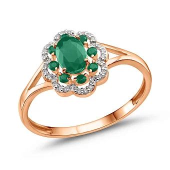 Кольцо золотое с изумрудом и бриллиантами (арт. К011088и)