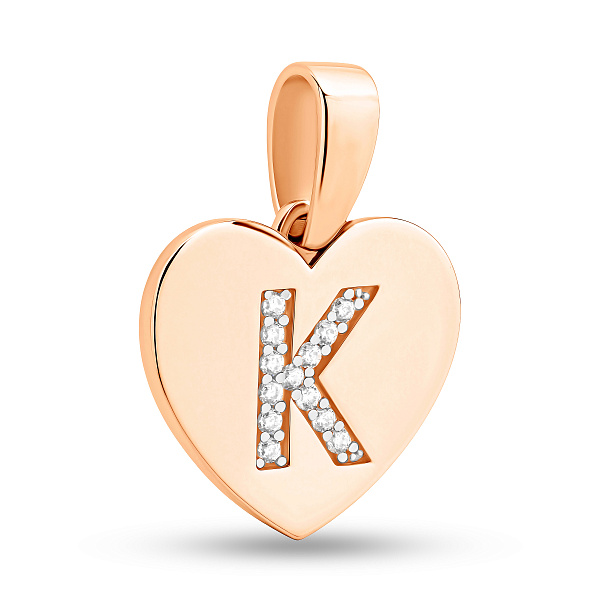 Золота підвіска Літера К з фіанітами (арт. 440985) – зображення 1