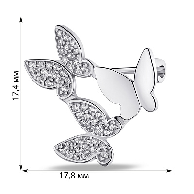 Срібна брошка Метелики (арт. 7505/174)