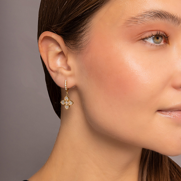 Серьги-подвески из желтого золота с фианитами (арт. 1091614ж) – изображение 5