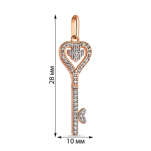 Подвеска из красного золота Ключик с фианитами (арт. 422394) – изображение 2