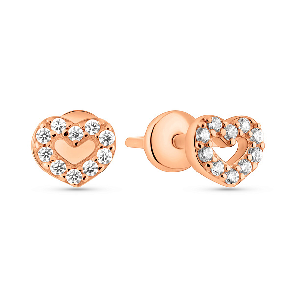 Золоті сережки-пусети Сердечка (арт. 2190233101) – зображення 1