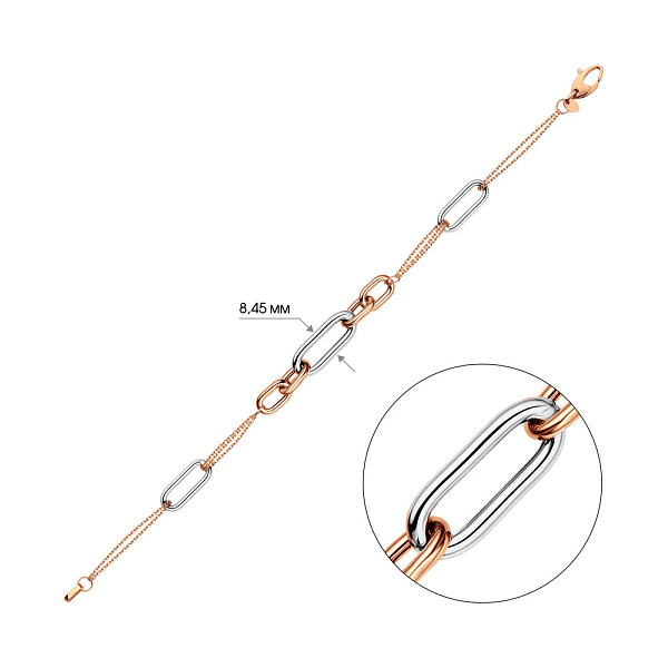 Браслет из комбинированного золота "Звенья" (арт. 325433кб) – изображение 3