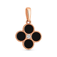 Фото Подвеска из красного золота с фианитом и ониксом (арт. 441202о)