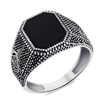 Фото Печатка срібна з оніксом (арт. 7906/0663.10о)