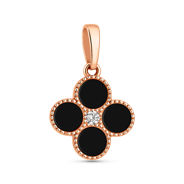 Подвеска из красного золота с фианитом и ониксом (арт. 441202о) – изображение 1