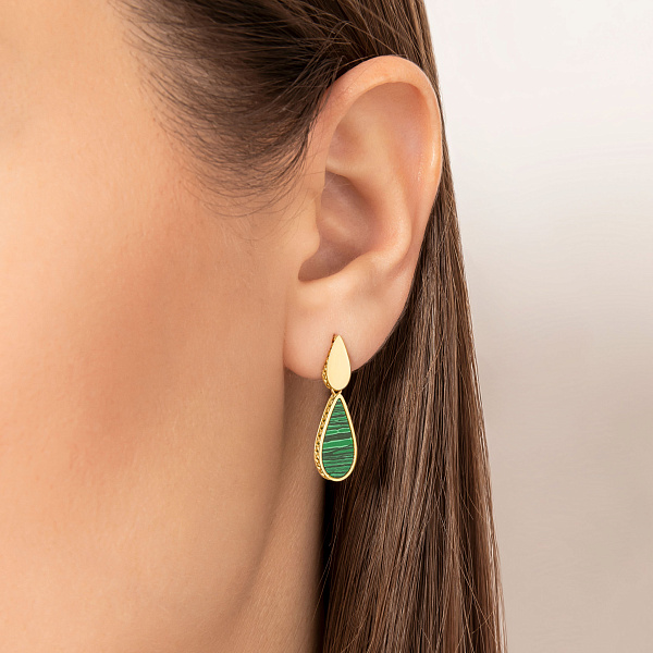 Золотые серьги Francelli с малахитом (арт. 1091686жмлх) – изображение 2