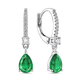 Фото Сережки-підвіски зі срібла з альпінітами і фіанітами (арт. 7502/10115аз)