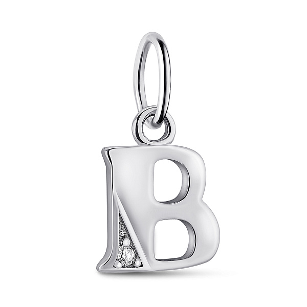 Серебряный подвес Буква В с фианитом (арт. 7503/П2Ф/057) – изображение 1