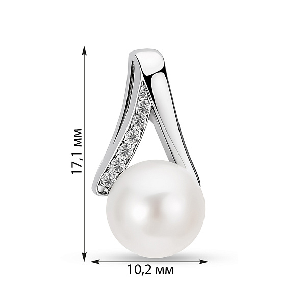 Серебряный подвес с жемчугом и дорожкой из фианитов (арт. 7503/4395жб) – изображение 2