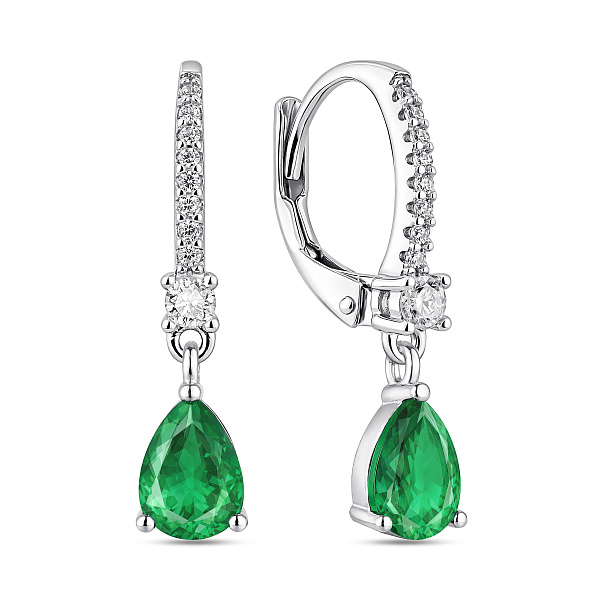 Сережки-підвіски зі срібла з альпінітами і фіанітами (арт. 7502/10115аз) – зображення 1