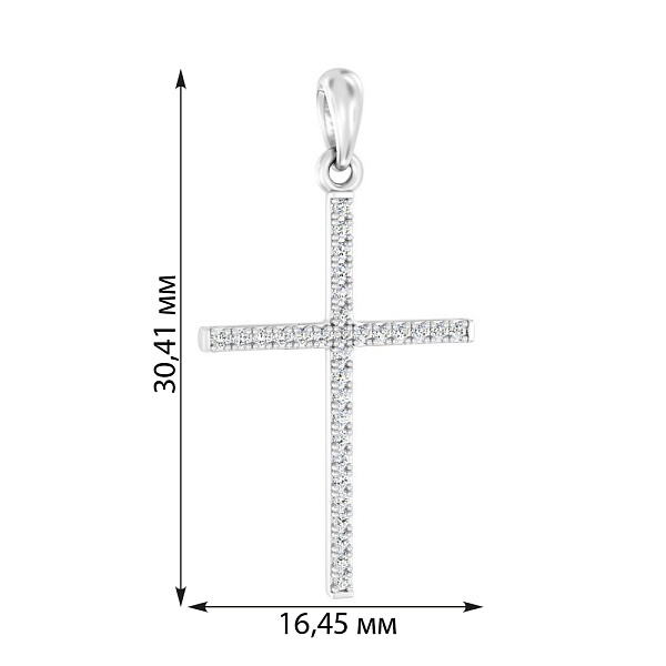 Хрестик з білого золота з діамантами (арт. П011193015б) – зображення 2