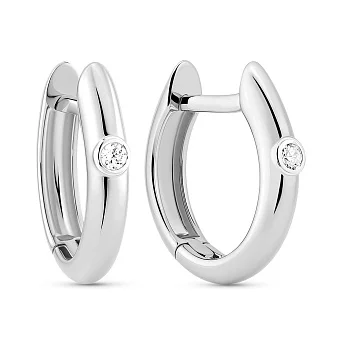 Сережки-кільця з білого золота з діамантами (арт. С011517б)