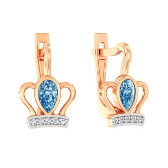 Дитячі сережки "Корона" з червоного золота (арт. 110819г)