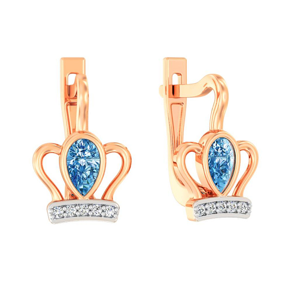 Дитячі сережки "Корона" з червоного золота (арт. 110819г) – зображення 1