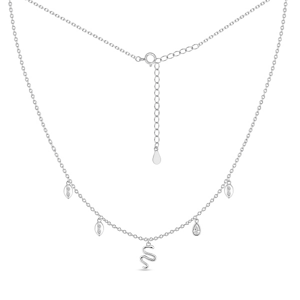 Серебряное колье с подвеской змея с фианитами (арт. 7507/2486) – изображение 2