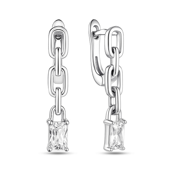 Серебряные серьги с подвеской с фианитами (арт. 7502/10492) – изображение 1