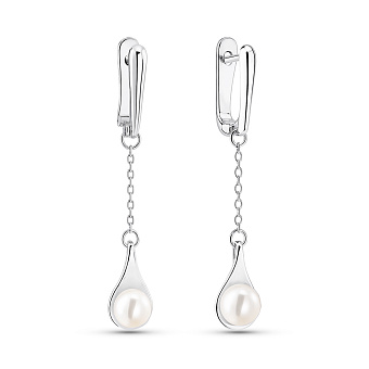 Серьги-подвески из серебра с жемчугом (арт. 7502/2186854жб)