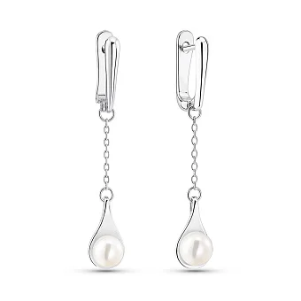 Серьги-подвески из серебра с жемчугом (арт. 7502/2186854жб)