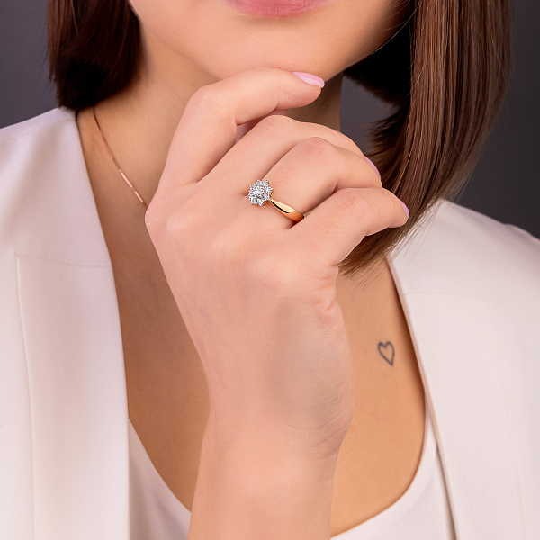 Каблучка з червоного золота з діамантами (арт. К011062005) – зображення 3