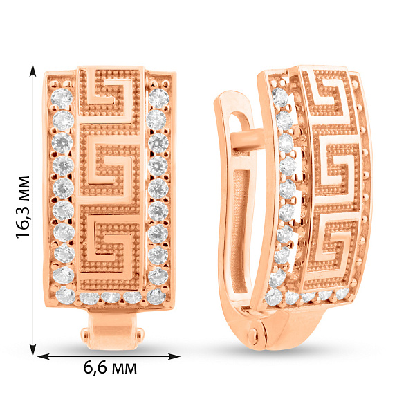 Серьги Олимпия из красного золота с фианитами (арт. 1091524) – изображение 2