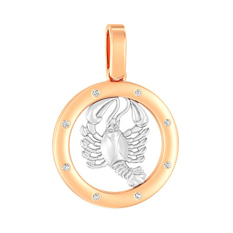 Золотий підвіс "Рак" з фіанітами (арт. 440667)