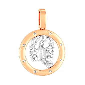 Золотий підвіс "Рак" з фіанітами (арт. 440667)