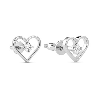 Золоті сережки Сердечка з діамантами (арт. Т011707005б)