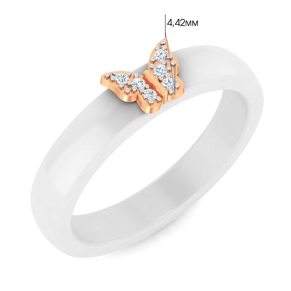 Каблучка з золота та кераміки з діамантами (арт. К011792кб) – зображення 4