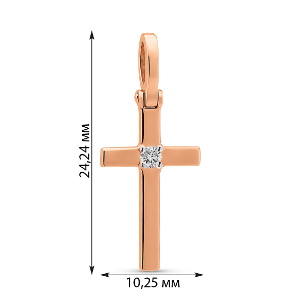 Золота підвіска-хрестик з діамантом (арт. П011022) – зображення 3