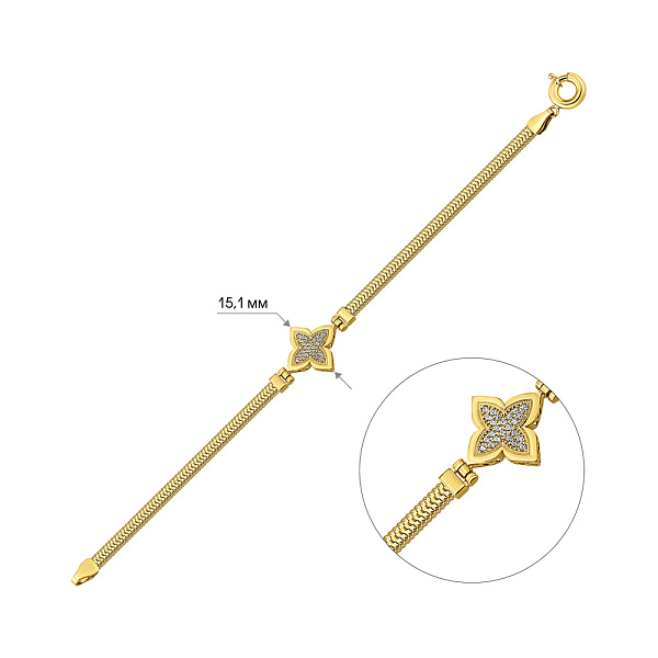 Золотий браслет з фіанітами (арт. 3261263ж) – зображення 3