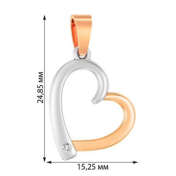 Золотая подвеска Сердце с фианитом (арт. 440497) – изображение 2